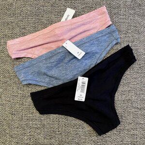 GapBody Womens Size XS Multicolor Breathe Thong 3-Pack NWT - Pink, Black, Blue